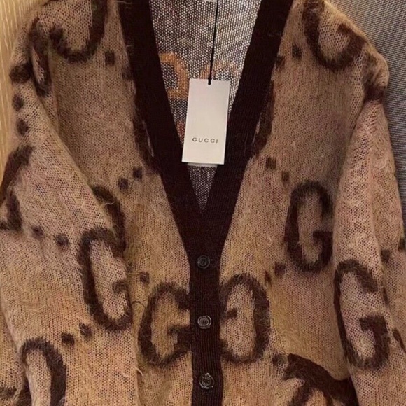 Gucci monogram GG reversible oversized jacquard mohair cardigan Small - Picture 2 of 10